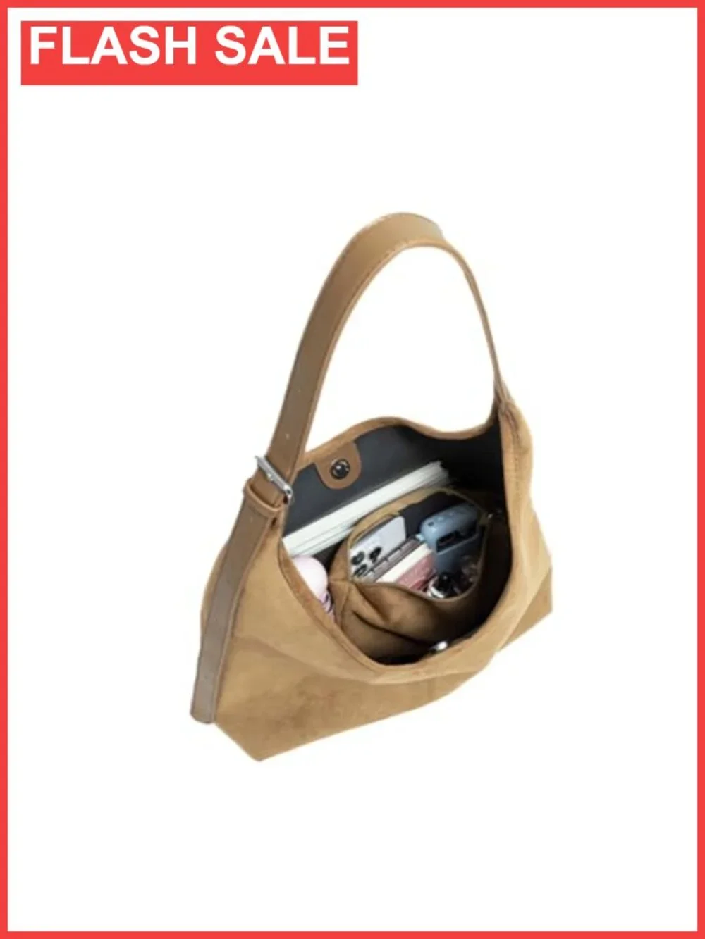 Large Hobo Shoulder Bag Slouchy Suede Tote Handbag for Work Travel